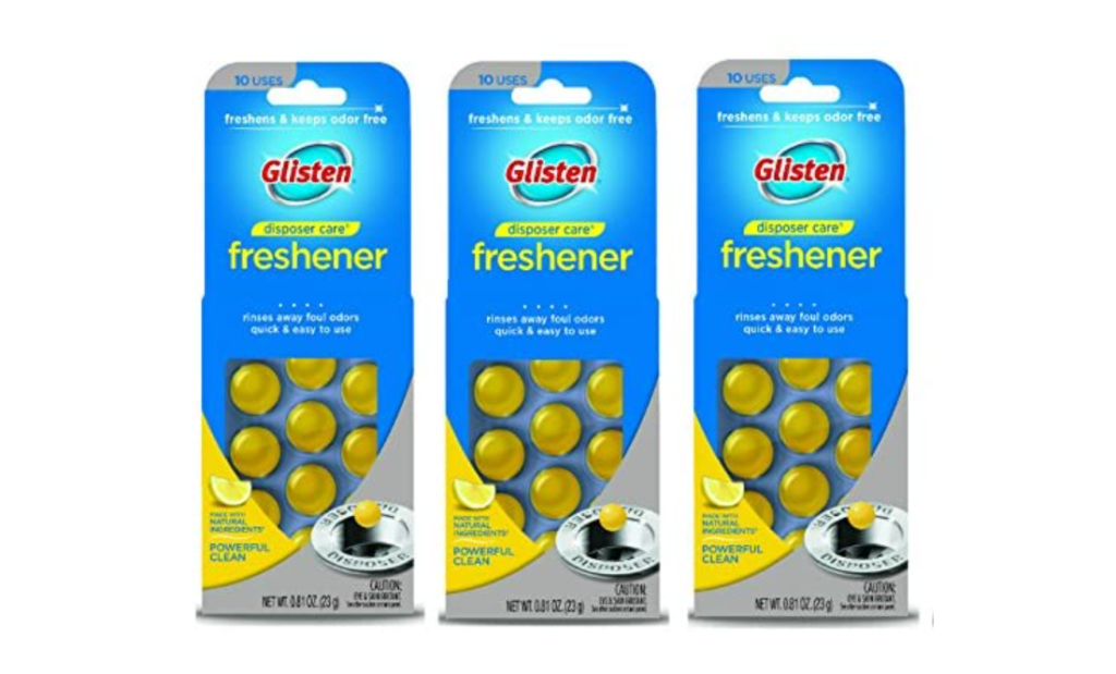 Glisten Disposer Care Garbage Disposal & Drain Freshener Capsules, Lemon Scent, 3 Pack